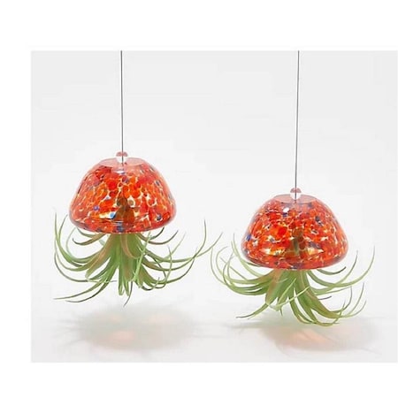 Ultimate Innovations Glass Jellyfish with Faux Plant Coral Set of 2 1092